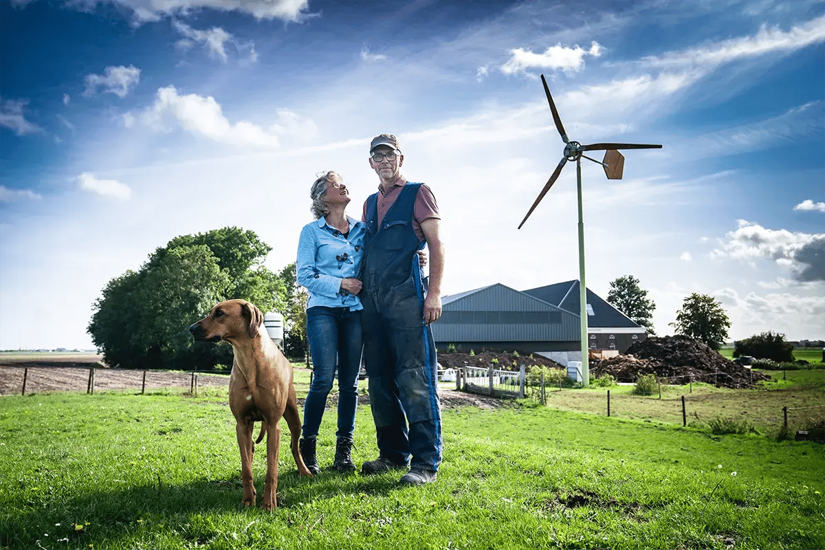 Boerderij windmolen voor fruitteelt